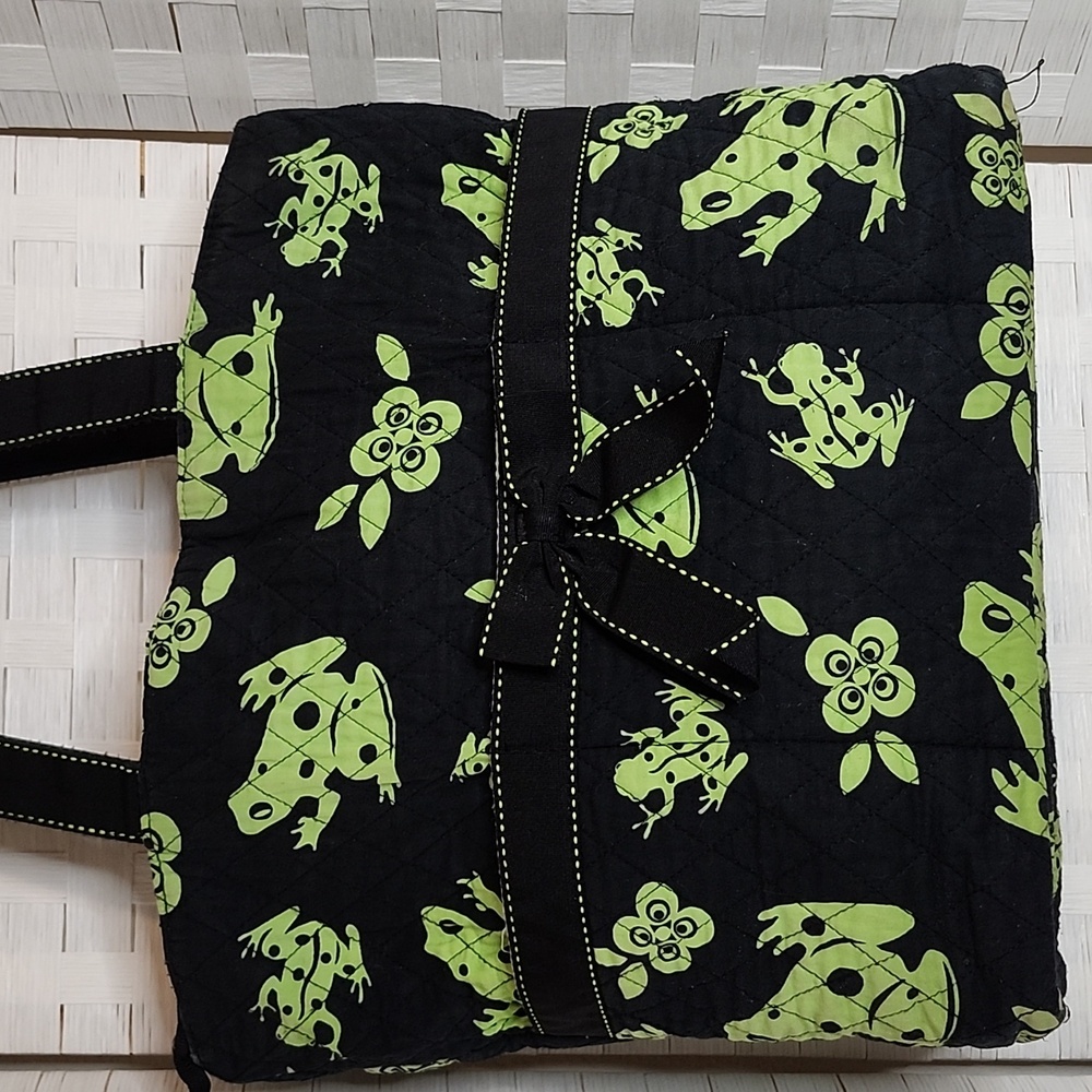 👉*ADORABLE* GREEN FROG PRINT TOTE BAG ~VIBRANT ~LARGE POCKETS